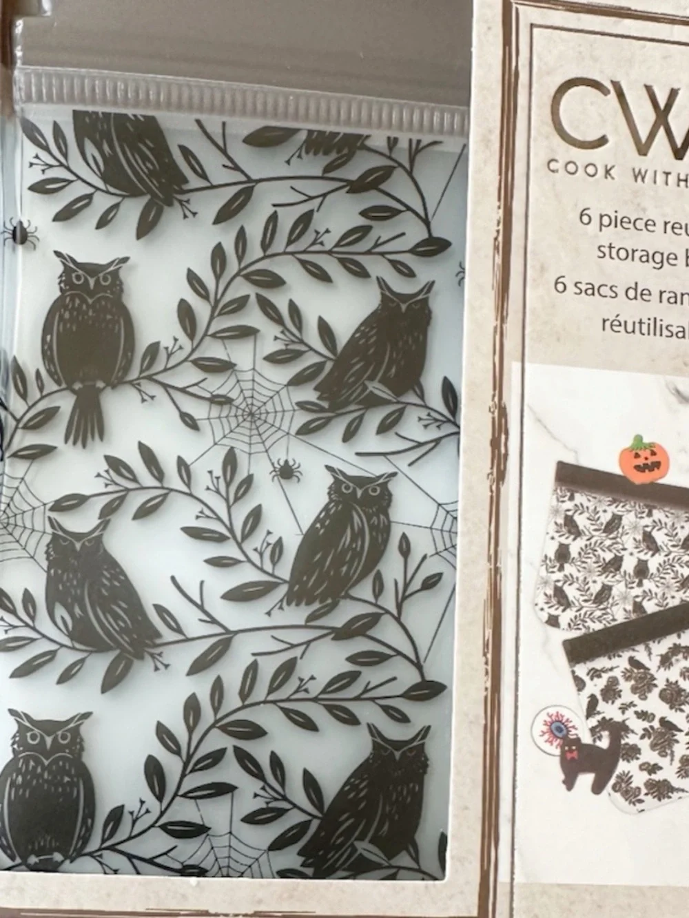 NEW CWC SPOOKY HALLOWEEN Themed Reusable Storage Bags Set/6
